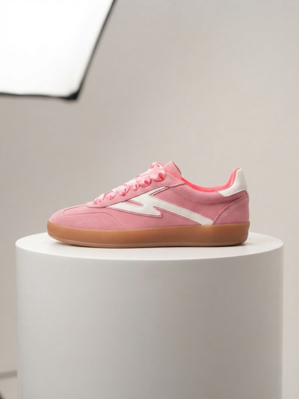 Madden Girl Pink Suede Low-Top Sneakers with White Accents